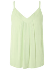 Pleated Trim Cami with Sustainable Viscose, Green (GREEN), large