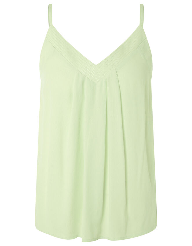 Pleated Trim Cami with Sustainable Viscose, Green (GREEN), large