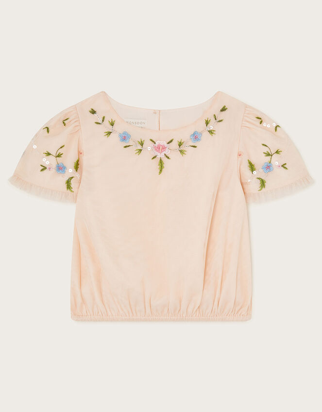 Tula Embellished Tulle Top, Pink (PINK), large