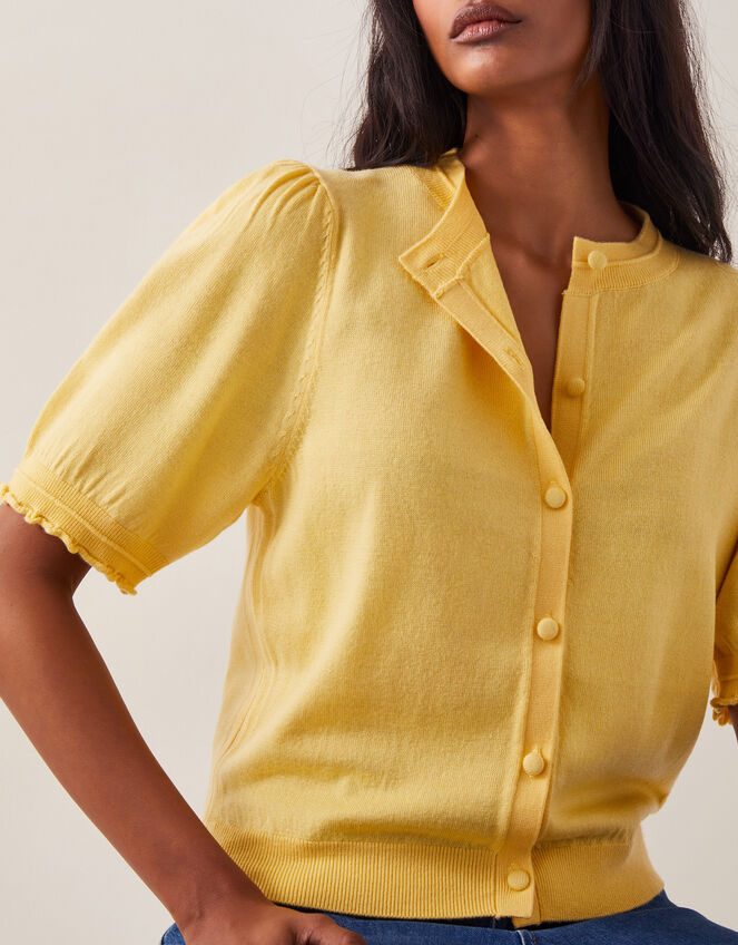 Tegan Short Sleeve Cardigan, Yellow (YELLOW), large