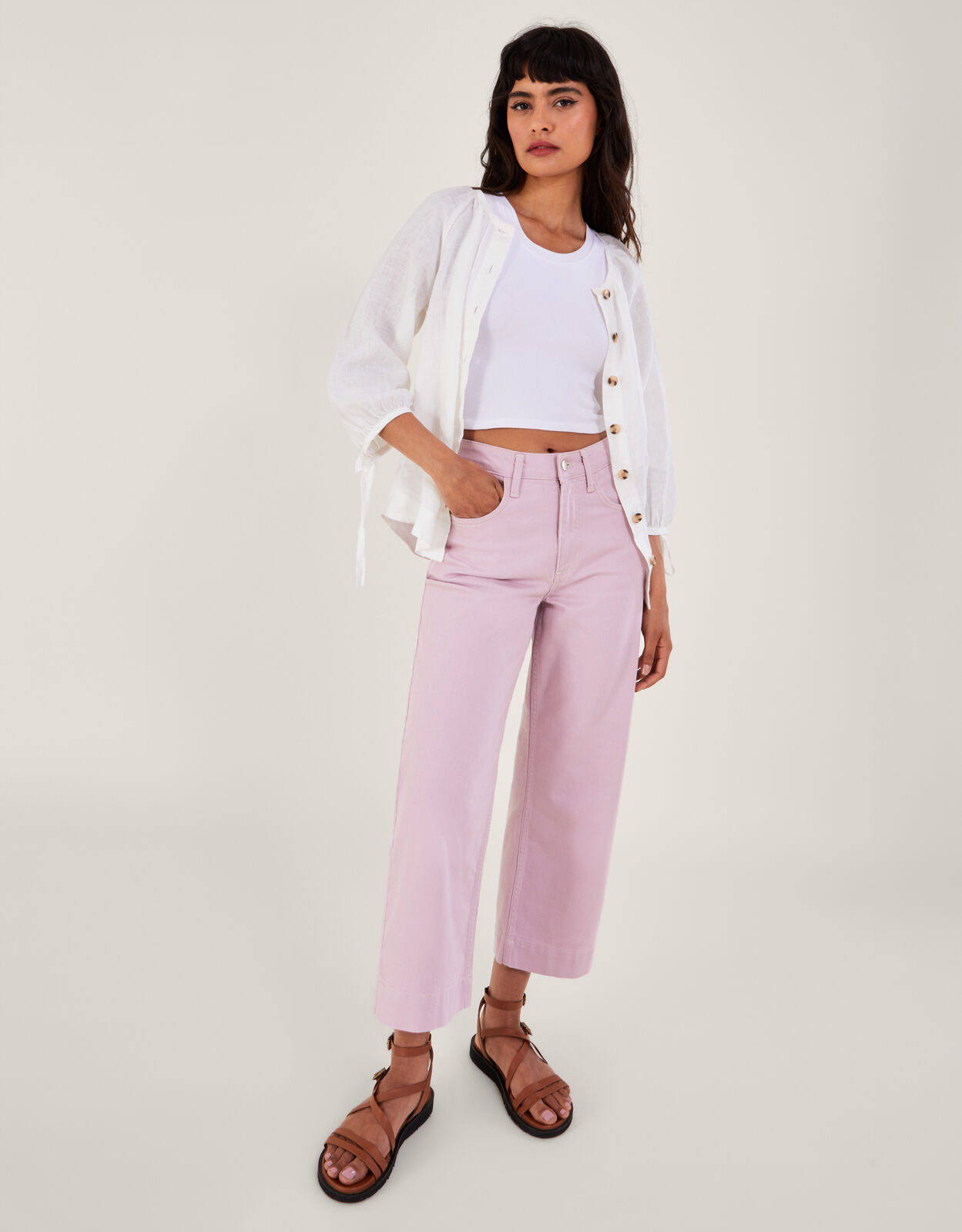 Lilac cheap cropped trousers