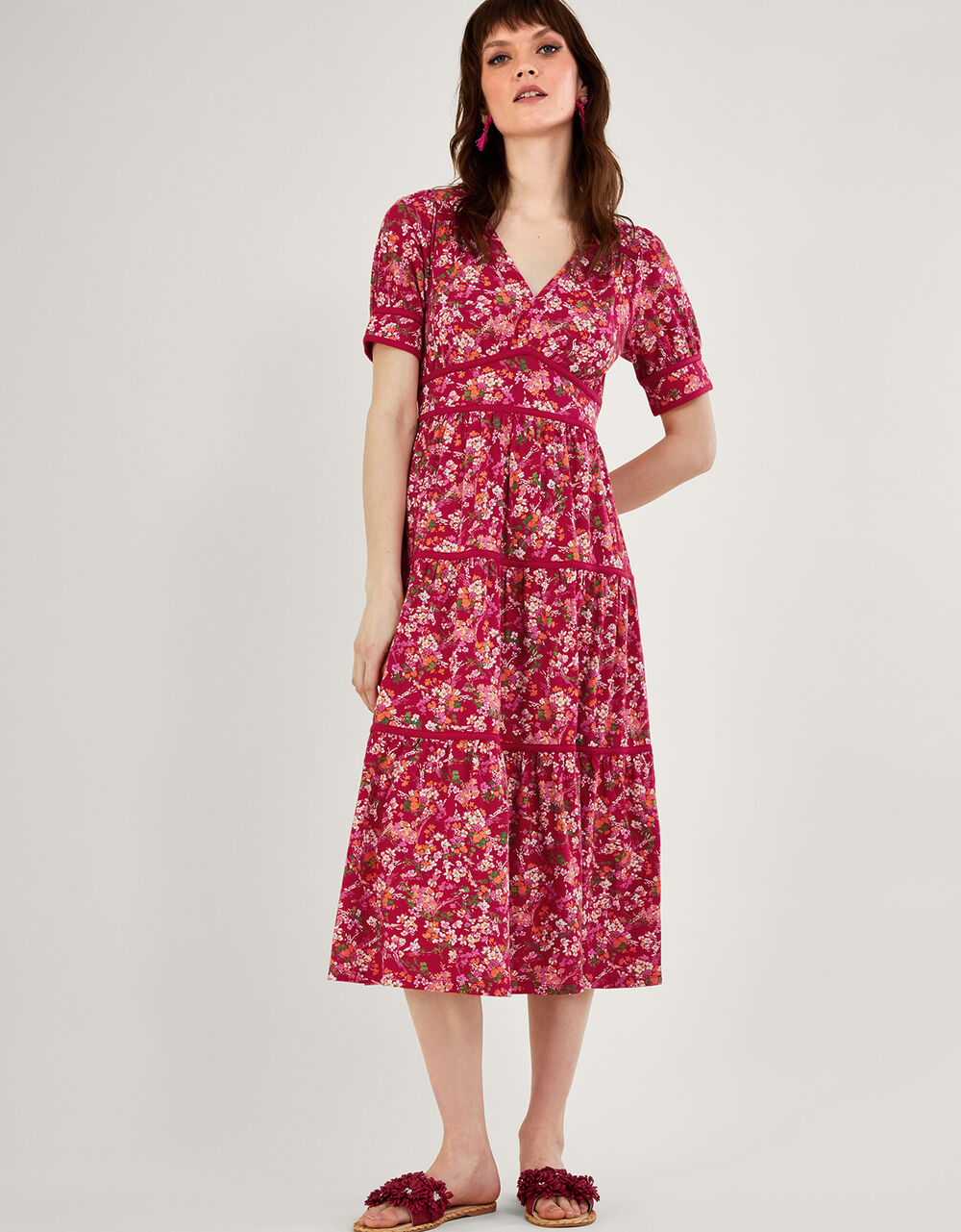 Ditsy Floral Midi Dress Red Work Dresses Monsoon UK.