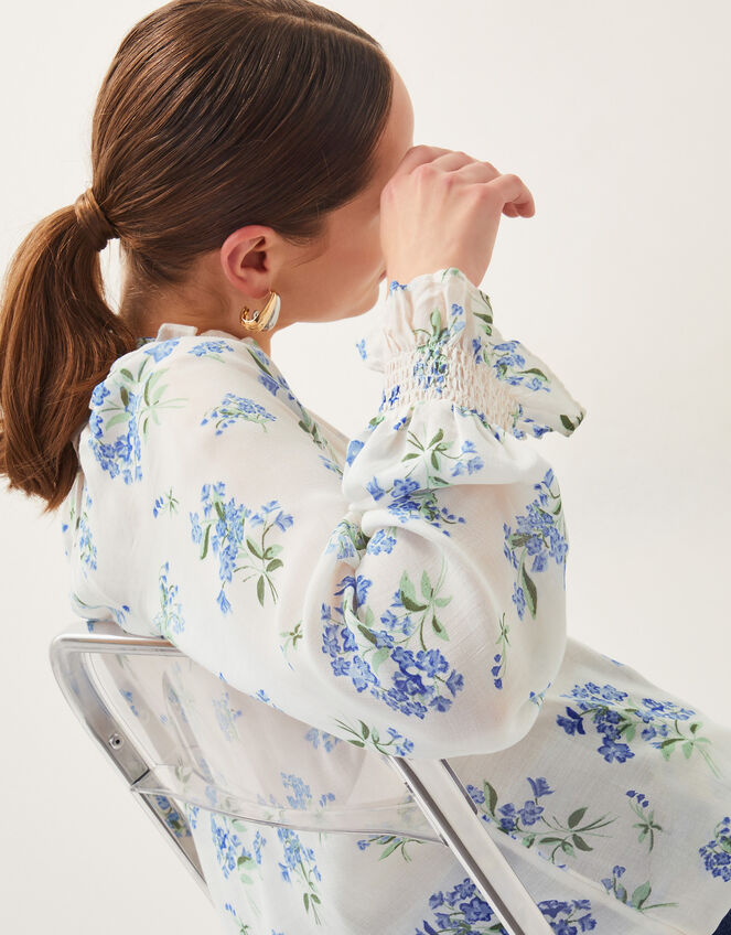 Sarah Sheer Floral Blouse, Ivory (IVORY), large