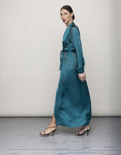 Tallulah and Hope Long Length Satin Maxi Dress, Green (GREEN), large