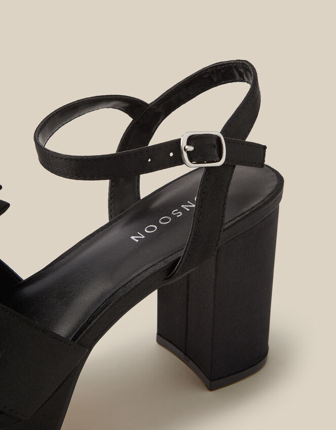 Grace Bow Satin Platform Heels, Black (BLACK), large