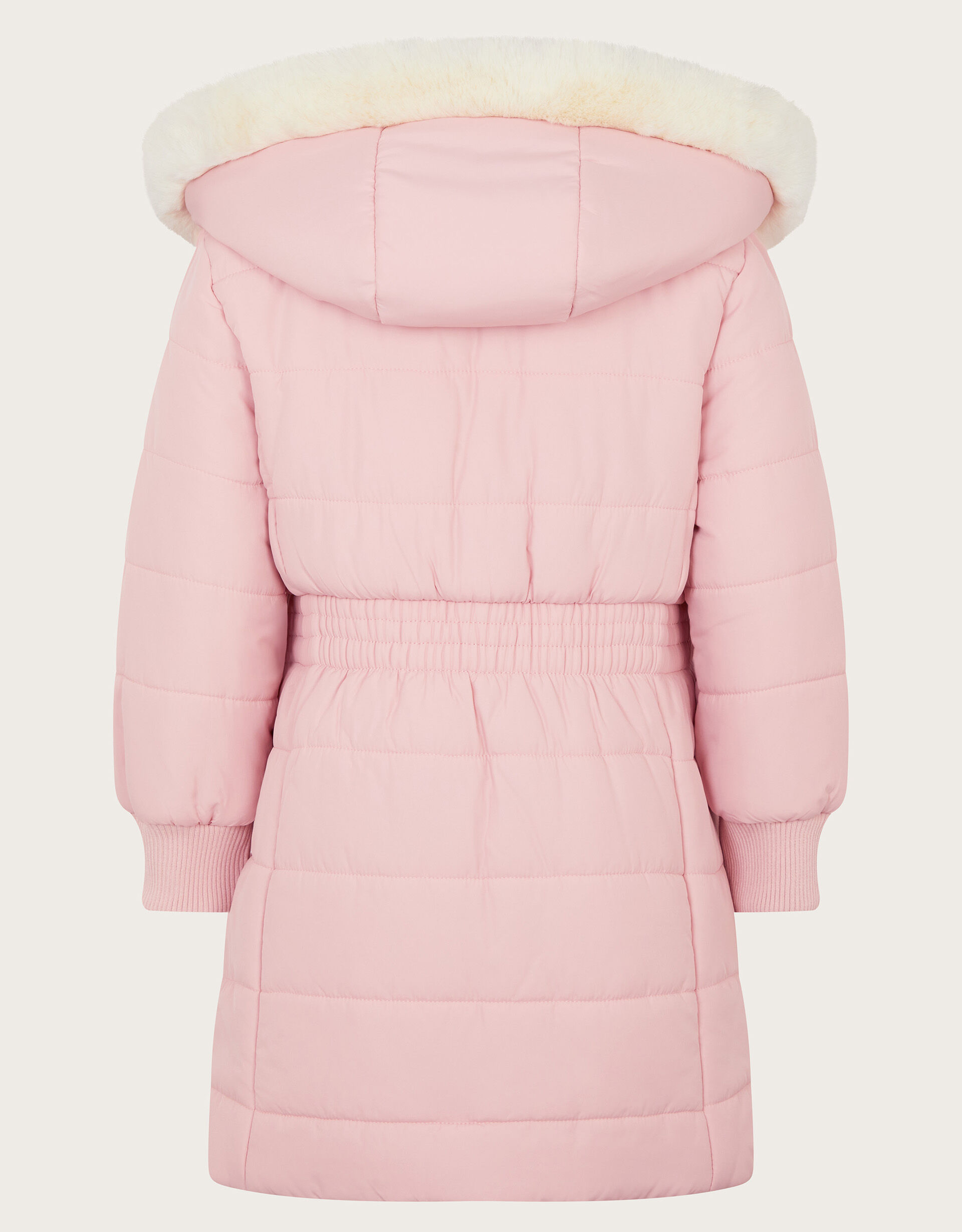 Faux Fur Trim Hooded Puffer Coat Pink Girls Coats Jackets Monsoon UK