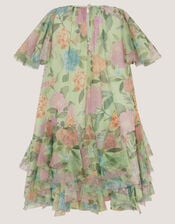 Nessa Floral Ruffle Swing Dress, Green (GREEN), large