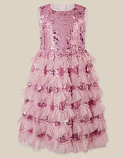 Ruffle Sequin Party Dress, Pink (PINK), large