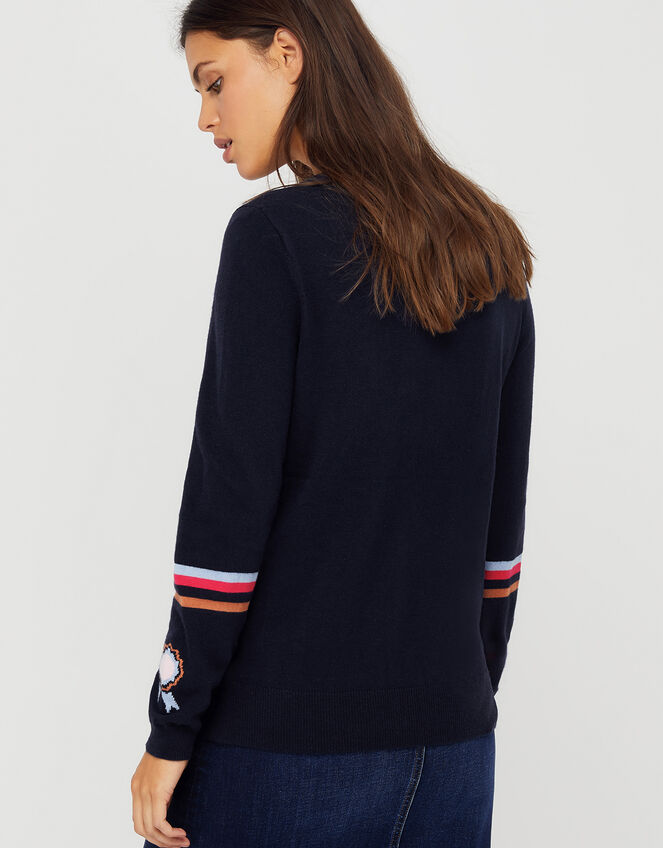 Harriet Novelty Jumper in Wool Blend, Blue (NAVY), large