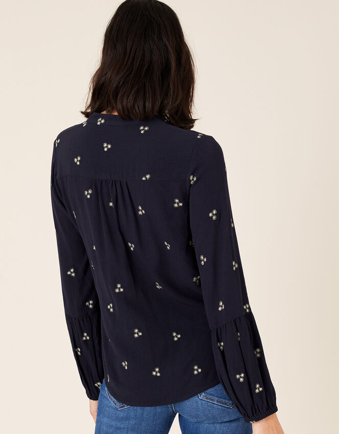 Embroidered Top in LENZING™ ECOVERO™, Blue (NAVY), large