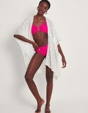 Sequin Embellished Kimono, White (WHITE), large