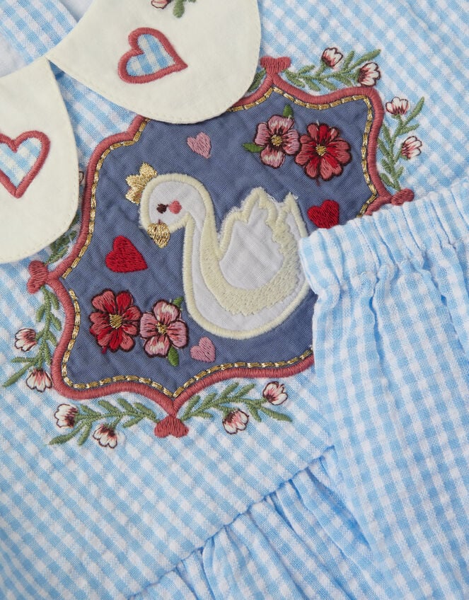 Baby Swan Embroidered Dress & Underwear Set, Blue (BLUE), large