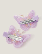 2-Pack Pearl Embroidered Butterfly Hair Clips, , large