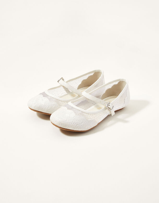 Scallop Lace Princess Ballerina Flats Ivory | Girls' Flat Shoes ...