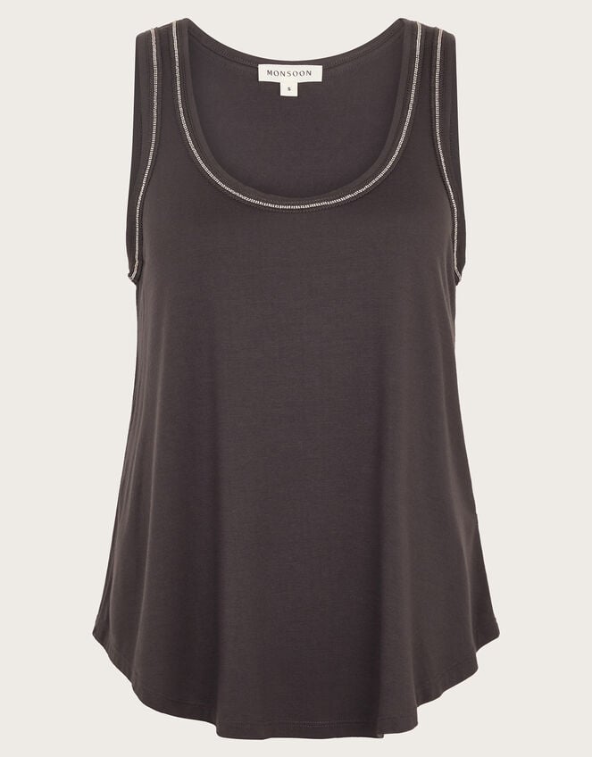 Jess Jersey Cami Top, Grey (CHARCOAL), large