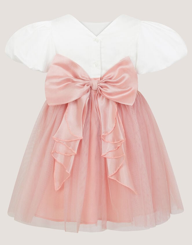Baby Puff Sleeve Sateen Tulle Party Dress, Pink (PINK), large