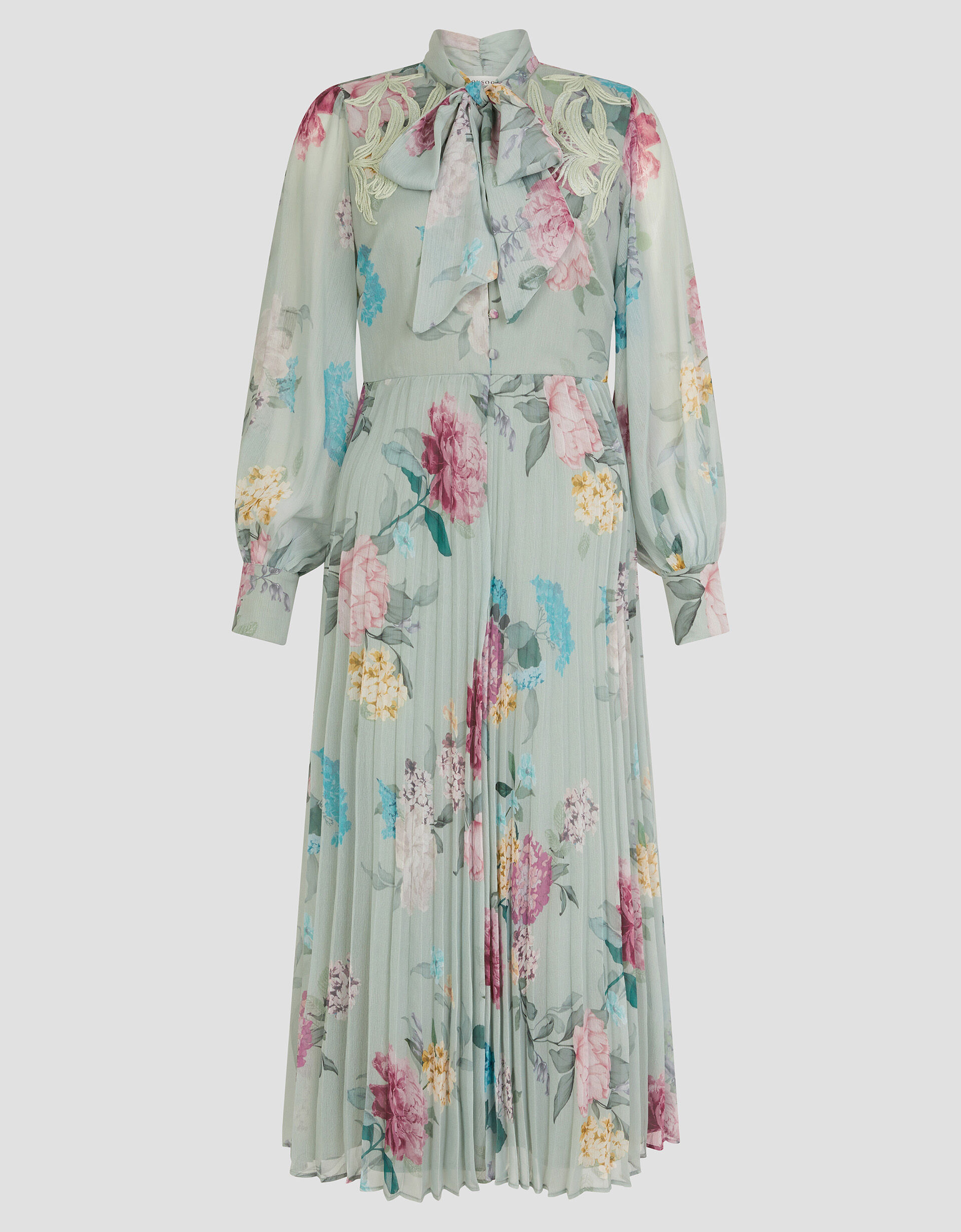 Agnes Floral Pleated Midi Dress Green