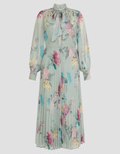 Agnes Floral Pleated Midi Dress, Green (SAGE), large