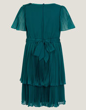 Alicia Pleated Tiered Dress, Teal (TEAL), large