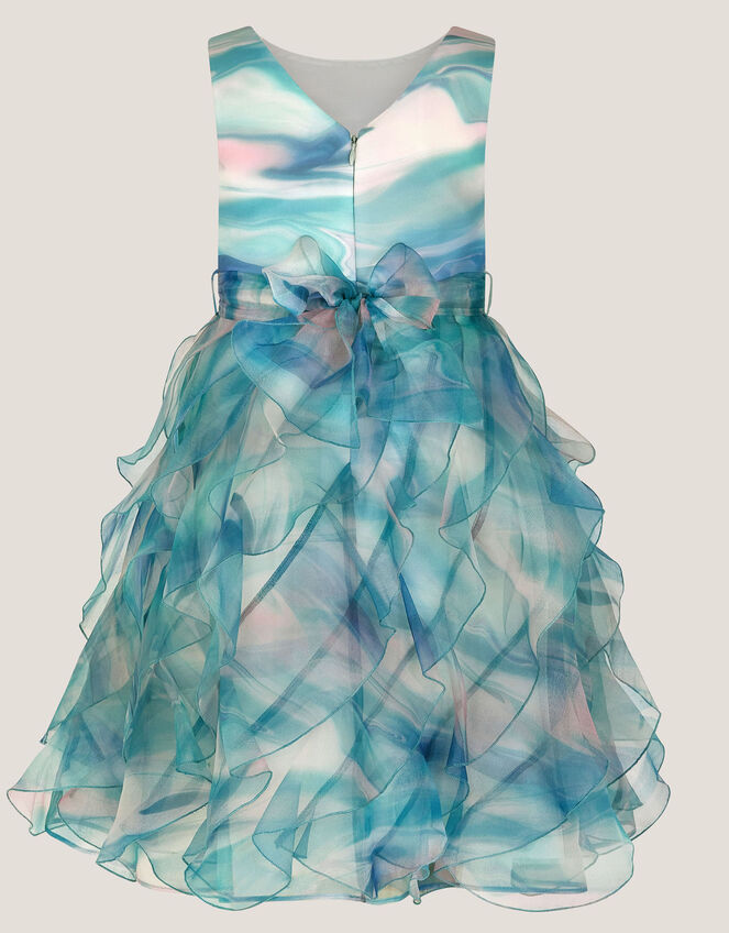 Marble Print Ruffle Party Dress, Multi (MULTI), large