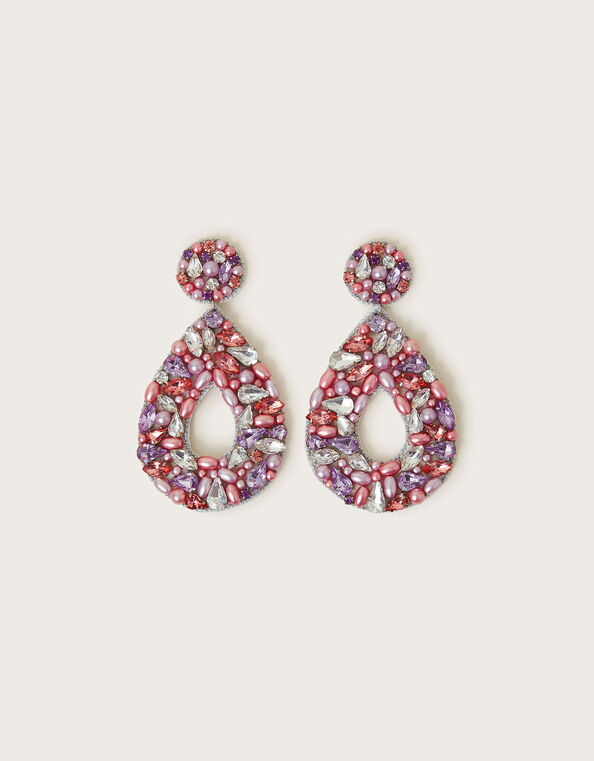 Diamante Statement Earrings, Pink (PINK), large