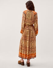 Ines Floral Print Midi Dress, Natural (STONE), large