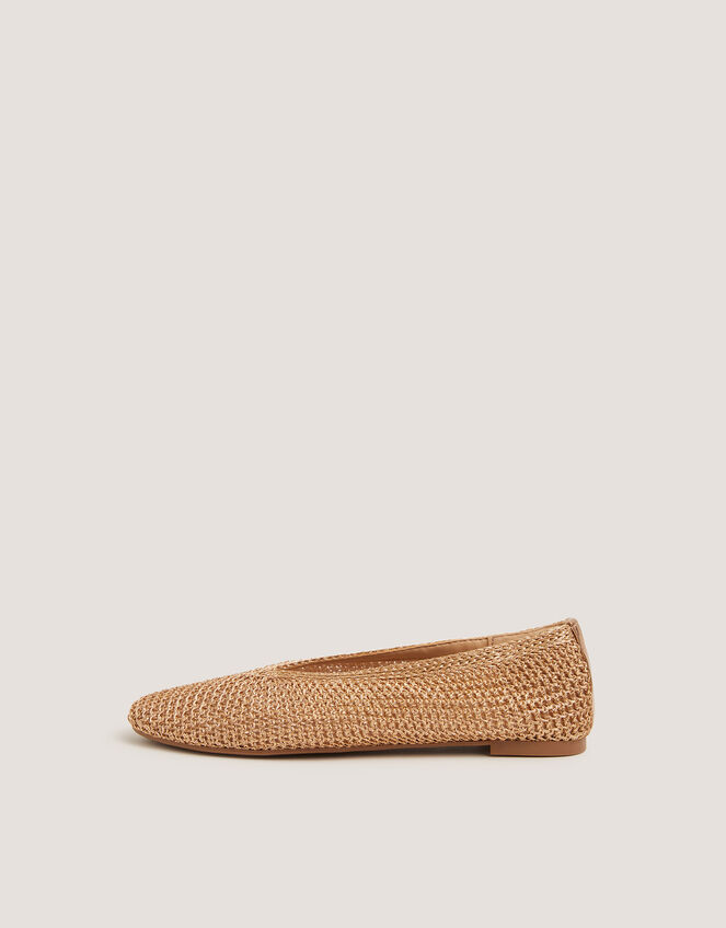 Alma Knitted Ballet Flats, Gold (GOLD), large