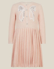 Bow Embellished Knitted Dress, Pink (PINK), large