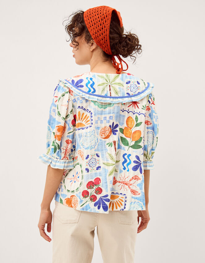 Monsoon x Charlie Taylor Printed Blouse, White (WHITE), large