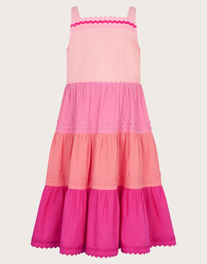Ric Rac Colour Block Tiered Dress, Pink (PINK), large