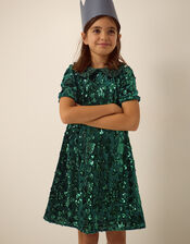 Esmeralda Sequin Collar Party Dress, Green (GREEN), large