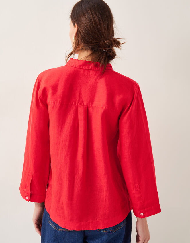 Thea Linen Shirt , Orange (CORAL), large