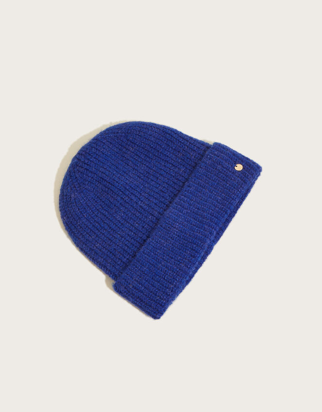 Super Soft Knit Beanie Hat with Recycled Polyester Blue