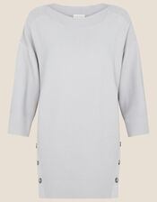 Olips Button Side Stitchy Jumper, Grey (GREY MARL), large