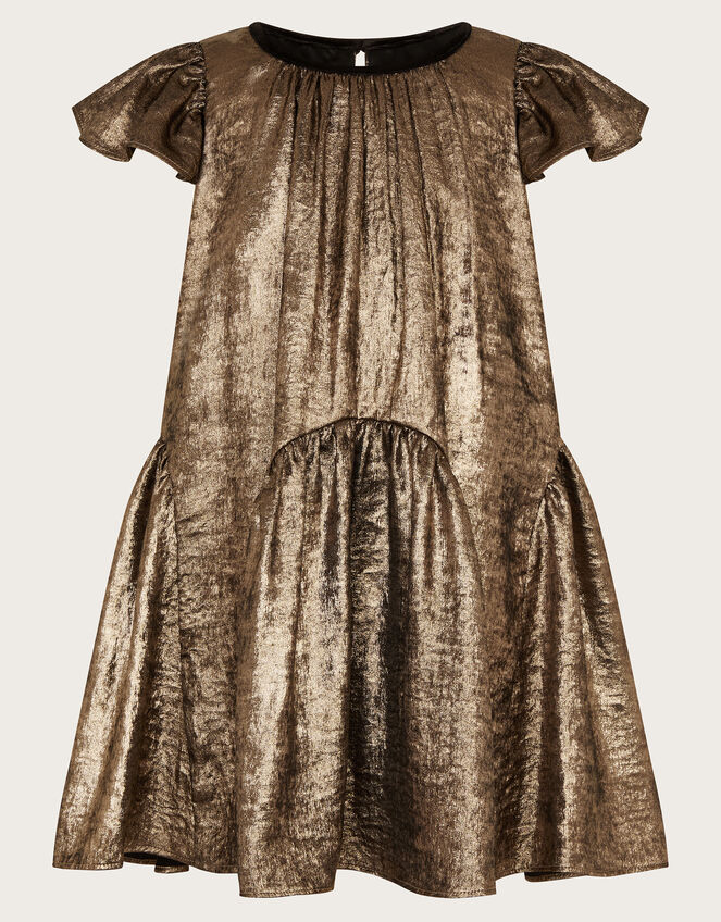 Samantha Shimmer Drop Waist Dress, Gold (ROSE GOLD), large