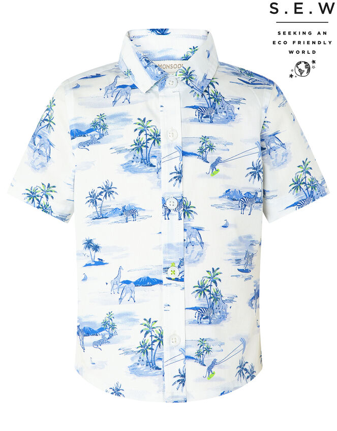 Alika Animal Shirt in Organic Cotton, Ivory (IVORY), large