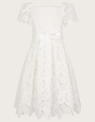Guipure Lace Square Neck Dress, Ivory (IVORY), large