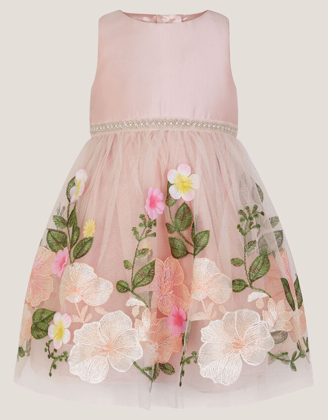 Baby Olene Floral Embroidered Tulle Dress, Pink (PALE PINK), large