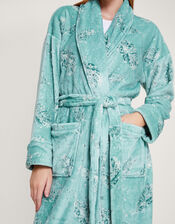 Feather Print Foil Dressing Gown, Teal (TEAL), large