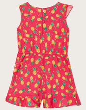 Pineapple Wrap Frill Playsuit, Red (RED), large
