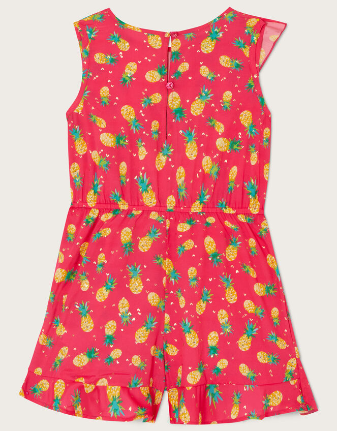 Pineapple Wrap Frill Playsuit, Red (RED), large