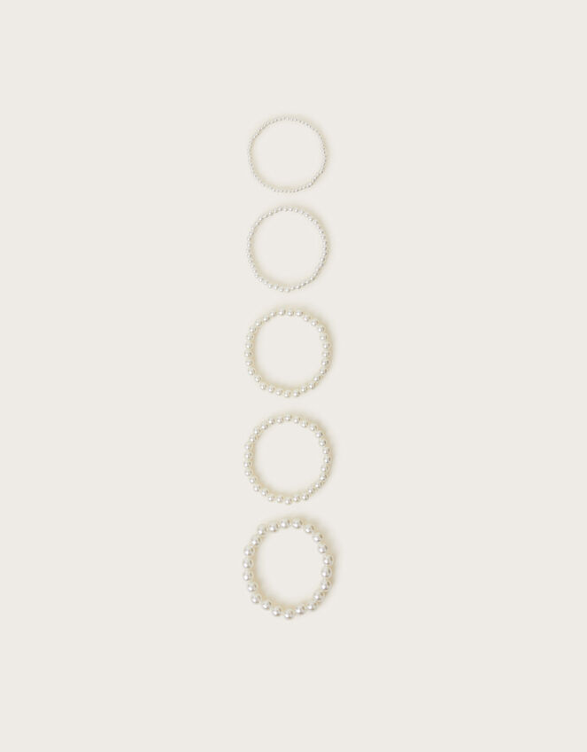 5-Pack Bow Pearl Bracelets, , large