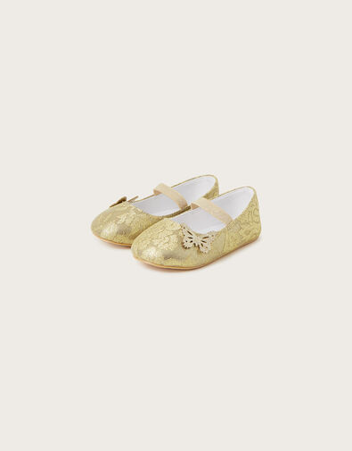 Lace Butterfly Walker Shoes, Gold (GOLD), large