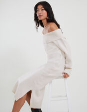 Bardot Maxi Column Dress with Recycled Polyester, Ivory (IVORY), large
