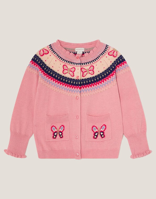 Butterfly Fair Isle Cardigan , Pink (PINK), large