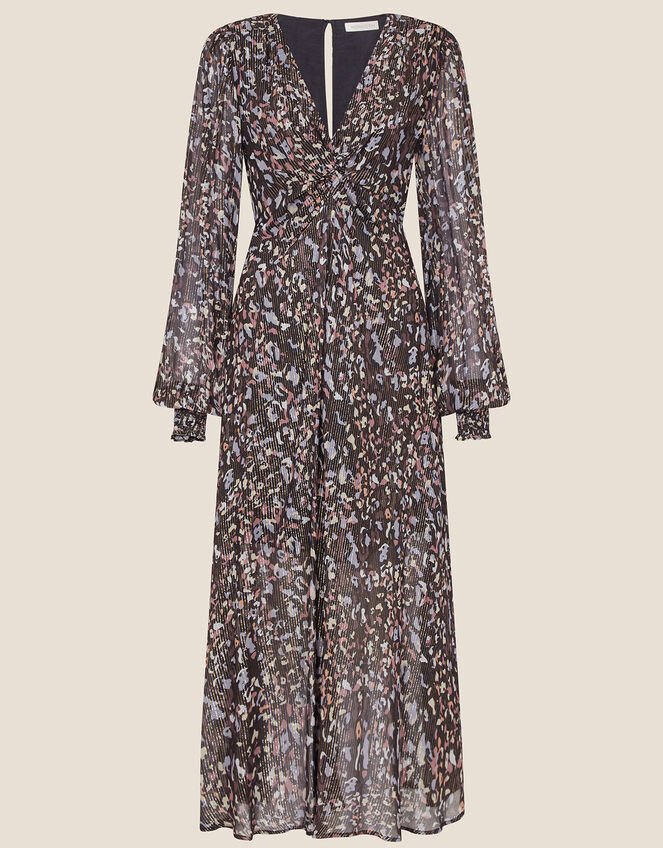 Geeta Animal Print Midi Dress, Grey (CHARCOAL), large