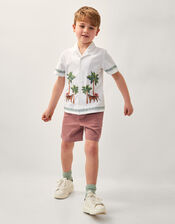 Tiger Embroidered Short Sleeve Shirt, Ivory (IVORY), large