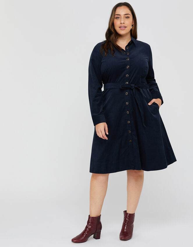 Coralie Cord Midi Dress, Blue (NAVY), large