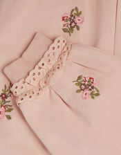Floral Embroidered Broderie Joggers, Pink (PINK), large