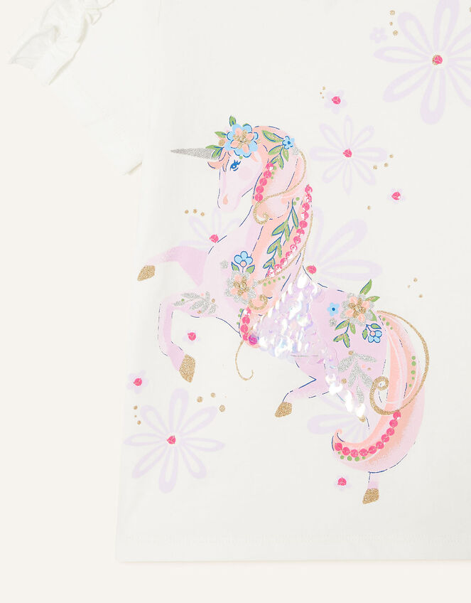 Floral Unicorn T-Shirt, Ivory (IVORY), large